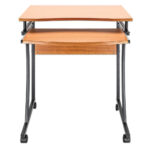 Escritorio Compacto Manhattan 207812 Cafe Claro, Ruedas, Bandeja Deslizable Para Teclado