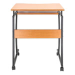 Escritorio Compacto Manhattan 207812 Cafe Claro, Ruedas, Bandeja Deslizable Para Teclado