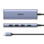 Hub USB-C 6 En 1 Ugreen 20956A 3 Puertos USB 3.0, Lector Tarjeta SD + Micro SD, Chip De Ultima Generacion, Caja De Aluminio
