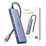 Hub USB-C 6 En 1 Ugreen 20956A 3 Puertos USB 3.0, Lector Tarjeta SD + Micro SD, Chip De Ultima Generacion, Caja De Aluminio