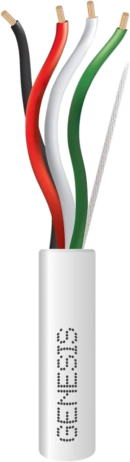 Bobina De Cable De Cobre De 152 Mts Genesis 2115-5501/500, 4X18 Awg, Riser, Para Interior, Color Blanco, Para Aplicaciones De Alarmas De Intrusion, Control De Acceso, Automatizacion, Interfonos Y Tv Porteros