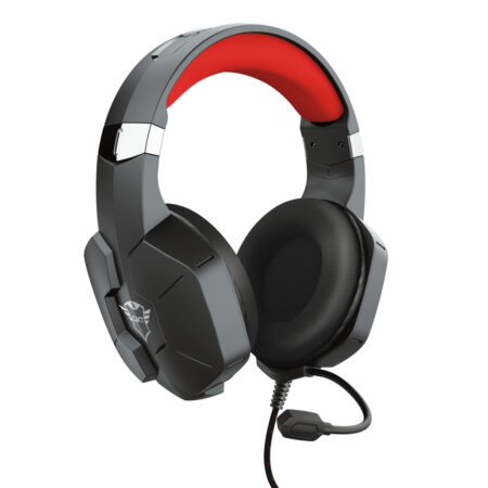 Diadema Audifono C/Microfono Gamer, Alambrico Trust Gxt 323 Carus 3.5Mm/1.2 Mts/20000Hz/Color Negro/Rojo, 23652