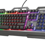 TECLADO ALAMBRICO GAMER TRUST GXT 856 TORAC, LED RGB MULTICOLOR, CABLE 1.8 M, ESPAÑOL, COLOR NEGRO, 23742