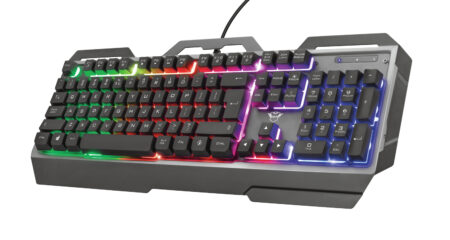 Teclado Alambrico Gamer Trust Gxt 856 Torac, LED Rgb Multicolor, Cable 1.8 M, Español, Color Negro, 23742