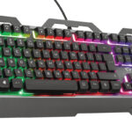 Teclado Alambrico Gamer Trust Gxt 856 Torac, LED Rgb Multicolor, Cable 1.8 M, Español, Color Negro, 23742
