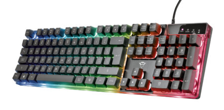 Teclado Alambrico Gamer Trust Gxt 835 Azor, LED Multicolor, Español, Color Negro, 23823