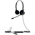 Diadema Audifono C/Microfono Jabra Headset 2399-829-109, Biz 2300 Uc Duo, Alambrico, USB, Negro