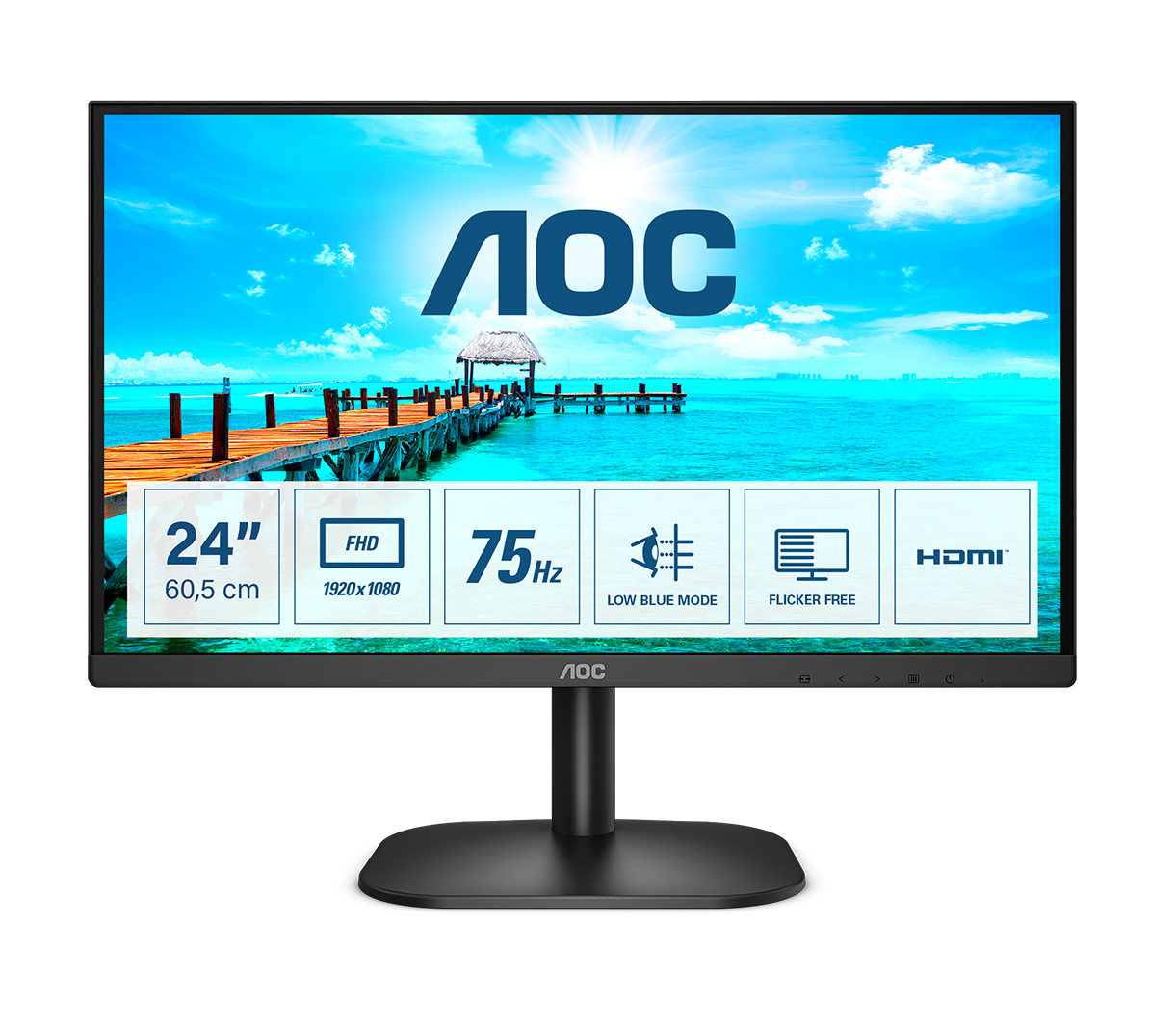 Monitor 23.8" Aoc 24b2xhm Lcd/full Hd/widescreen/75hz/1xhdmi/1xvga/negro