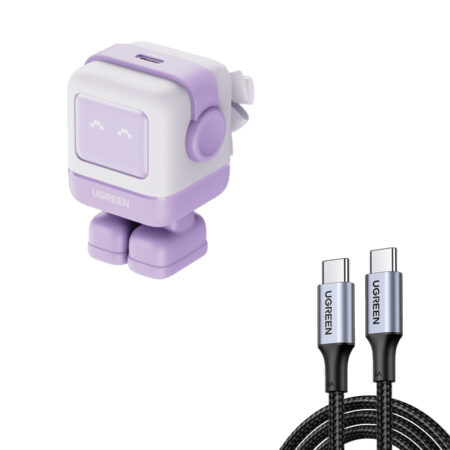 Cargador Mini Ugreen 25036, Ganrobot 30W, 1Xusb-C, Tecno Gan Ii, Pantalla LED, Color Lila