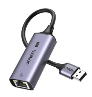 ADAPTADOR USB-A 3.0 A ETHERNET 2.5G UGREEN 25051 INDICADORES LED/CAJA DE ALUMINIO/COMPATIBLE CON LAPTOP /PC/NAS/ENRUTADOR/SWITCH DE ETHERNET