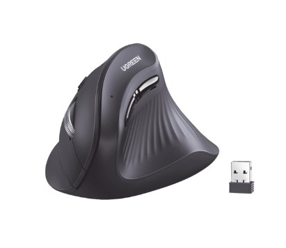 Mouse Inalambrico Ugreen Vertical 25444/2.4G & Bluetooth/5 Botones Silenciosos/4000 Dpi/Conecta 3 Dispositivos Simultaneamente/Clic Silencioso