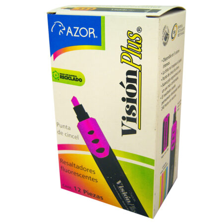 Caja C/12 Piezas Marcador Vision Plus Fluorescente Rosa