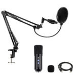 Kit Microfono Alambrico Brobotix 263908/Incluye Soporte De Brazo/Control De Volumen/Cable USB/20000Hz/Negro