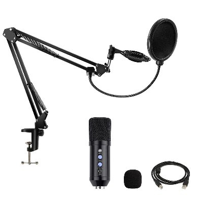 Kit Microfono Alambrico Brobotix 263908/Incluye Soporte De Brazo/Control De Volumen/Cable USB/20000Hz/Negro