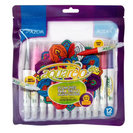 Marcador Azor Aquarelo 29412 Duo Estuche. Paquete Con 12 Piezas -