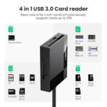 Lector De Tarjetas USB-3.0 Ugreen 30333, 5 Gbps, Para Cf/MicroSD/SD/Tf USB 3.0 5120 Mbit/S Color Negro