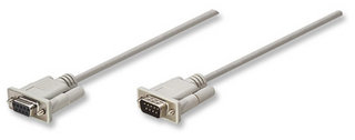 Cable De Extensión Serial Rs-232 Manhattan 304344 Db9 Macho A Db9 Hembra De 3 Metros, 9 Conductores Blindado Y Moldeado – Gris / Blanco