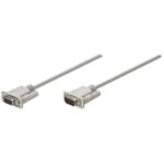 Cable De Extensión Serial Rs-232 Manhattan 304344 Db9 Macho A Db9 Hembra De 3 Metros, 9 Conductores Blindado Y Moldeado - Gris / Blanco