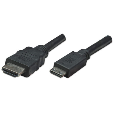 304955 Cable Mini HDMI Macho A HDMI Macho, Blindado, Negro,1.8 Mts, Soporta Una Resolución De 4K, Video En 3D Y Color Intenso.