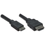 304955 Cable Mini HDMI Macho A HDMI Macho, Blindado, Negro,1.8 Mts, Soporta Una Resolución De 4K, Video En 3D Y Color Intenso.