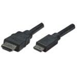 304955 Cable Mini HDMI Macho A HDMI Macho, Blindado, Negro,1.8 Mts, Soporta Una Resolución De 4K, Video En 3D Y Color Intenso.