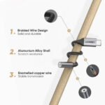 Cable Adaptador USB Tipo-C A Jack 3.5Mm Ugreen 30632 10Cm/Compatible Solo Con Xiaomi Y Huawei /Carcasa De Aluminio/Nylon Trenzado