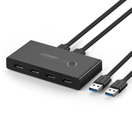 Hub 4 Puertos USB 3.0 A 2 Pc´s Ugreen 30768, Cambio Mediante Boton, USB De 1.5 M