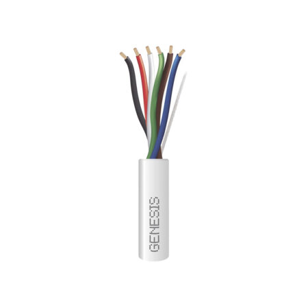Bobina De Cable De Cobre Genesis 3116-1012 6 X 18 Awg/Para Interior/Para Aplicaciones De Alarmas De Intrusion/Control De Acceso/Automatizacion/Interfonos Y Tv Porteros/305 M/Color Blanco