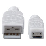 Cable USB A Micro B Manhattan 323987, USB A, Micro-USB B, Macho/Macho, 1 M, Color Blanco