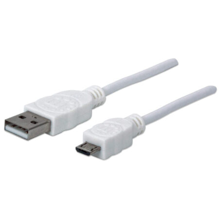 Cable Usb Manhattan , 1,8 M, Usb A, Micro-usb B, Macho/macho, Color Blanco