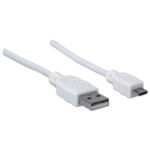 Cable USB Manhattan , 1,8 M, USB A, Micro-USB B, Macho/Macho, Color Blanco