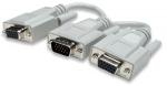 328302 Cable Y Para Vga, Conecta Una Fuente Vga A Dos Cables De Monitor Vga, Longitud 15cm, Color Gris.