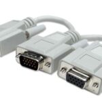 328302 Cable Y Para VGA, Conecta Una Fuente VGA A Dos Cables De Monitor VGA, Longitud 15Cm, Color Gris.