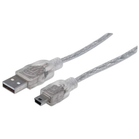 333412 Cable USB 2.0, A Macho A Mini-B Macho, 480 Mbps, 1.8 M, Plateado Translúcido