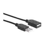 Cable De Extensión Usb2.0 De Alta Velocidad (338653) Manhattan USB 2-0 A Macho / A Hembra, 480 Mbps, 1.8M. Color Negro