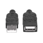 Cable De Extensión Usb2.0 De Alta Velocidad (338653) Manhattan USB 2-0 A Macho / A Hembra, 480 Mbps, 1.8M. Color Negro
