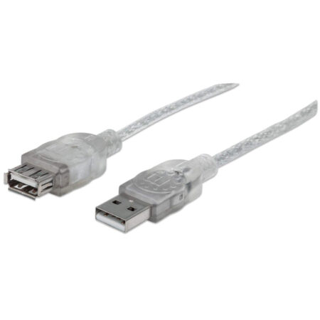 340496 Extensión USB 2.0 De 3M; USB 2.0, A Macho/ A Hembra; Plateado Translúcido