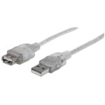 340496 Extensión USB 2.0 De 3M; USB 2.0, A Macho/ A Hembra; Plateado Translúcido