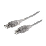 Cable USB 2.0 USB A Macho - USB B Macho 5 Metros Manhattan 345408 Color Plata