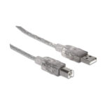 Cable USB 2.0 USB A Macho - USB B Macho 5 Metros Manhattan 345408 Color Plata