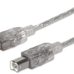 Cable USB 2.0 USB A Macho - USB B Macho 5 Metros Manhattan 345408 Color Plata