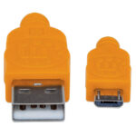 Cable USB V2 A-Micro B Bolsa Textil 1.0M Naranja/Azul.