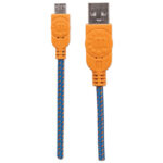 Cable USB V2 A-Micro B Bolsa Textil 1.0M Naranja/Azul.