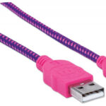 Cable Micro-B USB De 1.8 Metro Manhattan 352741, Color Rosa/Morado, De Alta Velocidad Con Recubrimiento Textil
