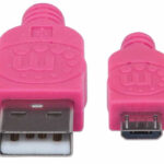 Cable Micro-B USB De 1.8 Metro Manhattan 352741, Color Rosa/Morado, De Alta Velocidad Con Recubrimiento Textil