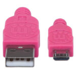 Cable USB V2 A-Micro B Bolsa Textil 1.0M Rosa/Morado.