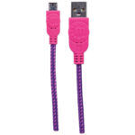 Cable USB V2 A-Micro B Bolsa Textil 1.0M Rosa/Morado.