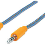 Cable De Audio Estereo 3.5 Mm Macho A Macho Manhattan 352802 Textil Azul/Naranja 1M