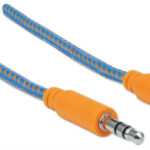 Cable De Audio Estereo 3.5 Mm Macho A Macho Manhattan 352802 Textil Azul/Naranja 1M