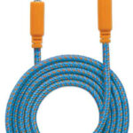 Cable De Audio Estereo 3.5 Mm Macho A Macho Manhattan 352802 Textil Azul/Naranja 1M